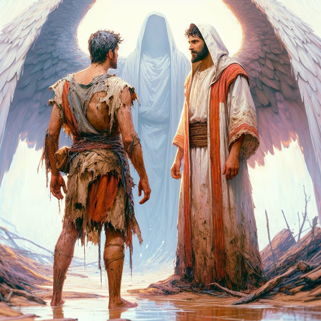 1 И показал он мне Иисуса, великого иерея, стоящего перед Ангелом Господним, и сатану, стоящего по правую руку его, чтобы противодействовать ему. 2 И сказал Господь сатане: Господь да запретит тебе, сатана, да запретит тебе Господь, избравший Иерусалим! не головня ли он, исторгнутая из огня? 3 Иисус же одет был в запятнанные одежды и стоял перед Ангелом...